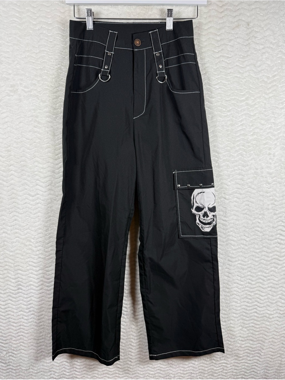 ROMWE Black Punk Grunge Pants with Skull Pocket